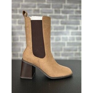 Boots Womens Size 7.5 Camel Kaydia Block Heel Square Toe Comfort Foam Journee